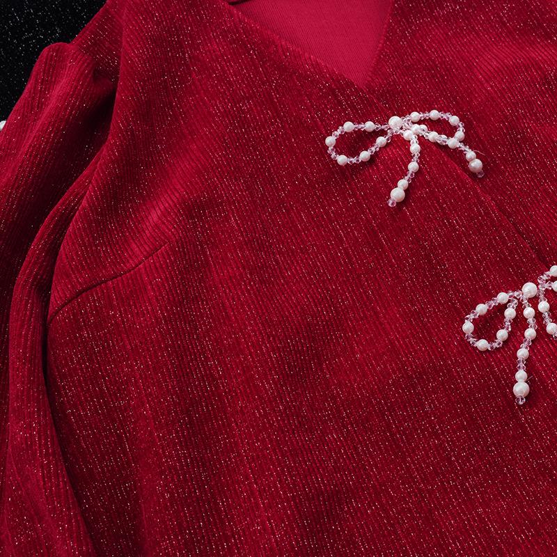 Knitwear | Red Bow Embelished Knit Cardigan  –  Womens Clothing Knitwear