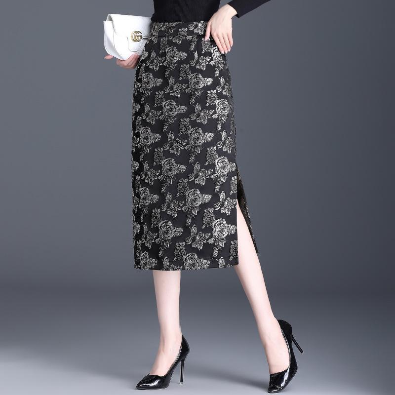 Skirts | Black Paisley Print Midi Elastic Waist Skirt  –  Womens Clothing Black