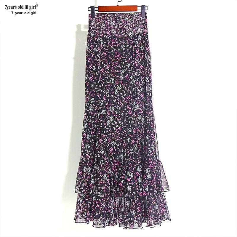 Skirts | Blue Ditsy Floral Print Stretch Midi Skirt  –  Womens Clothing Blue