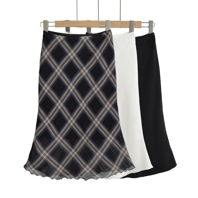 Skirts | Dark Grey Curve Abstract Cross Print Fluted Skirt  –  Womens Clothing Dark Grey