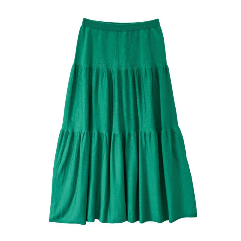 Skirts | Green Textured Button A Richard Badders Tiered Midi Skirt  –  Womens Clothing Green