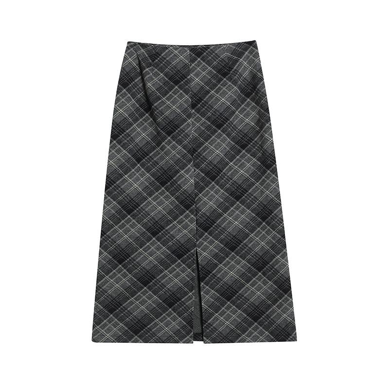 Skirts | Grey Check Print Fluted Midi Skirt  –  Womens Clothing Grey