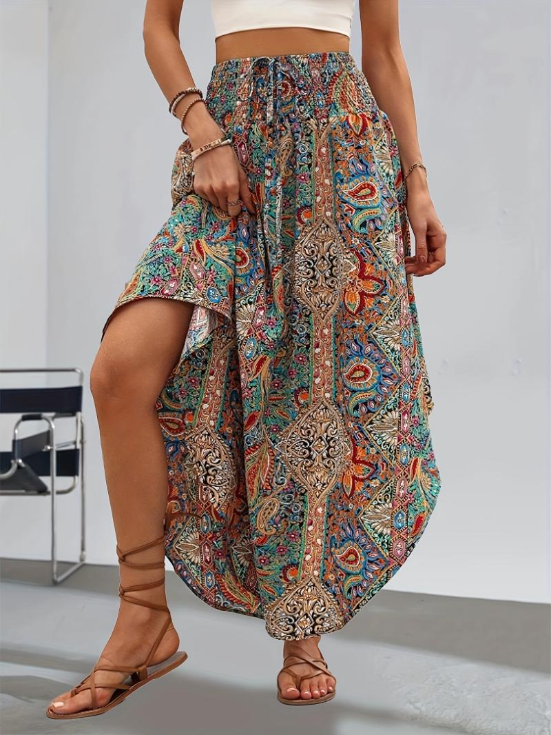 Skirts | Multi Cotton Paisley Boho A Richard Badders Midi Skirt  –  Womens Clothing Multi