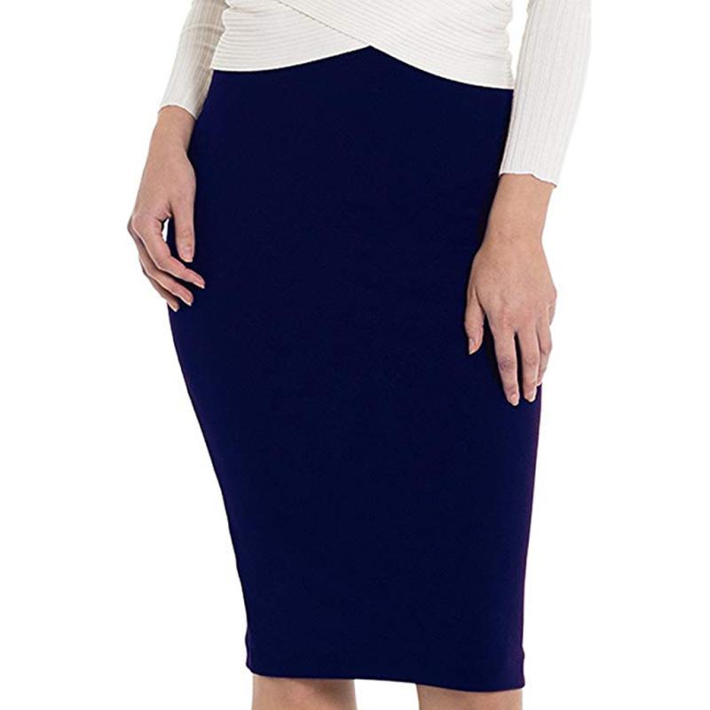 Skirts | Navy Curve Elastic Waist Stretch A Richard Badders Midi Skirt  –  Womens Clothing Navy