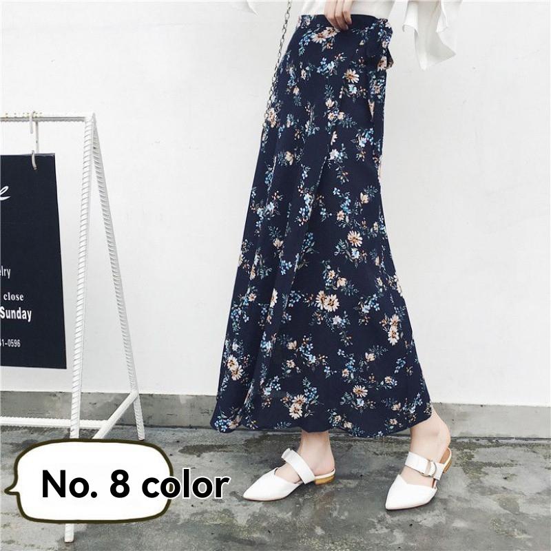 Skirts | Navy Ditsy Floral Print Elastic Waist Midi Skirt  –  Womens Clothing Navy