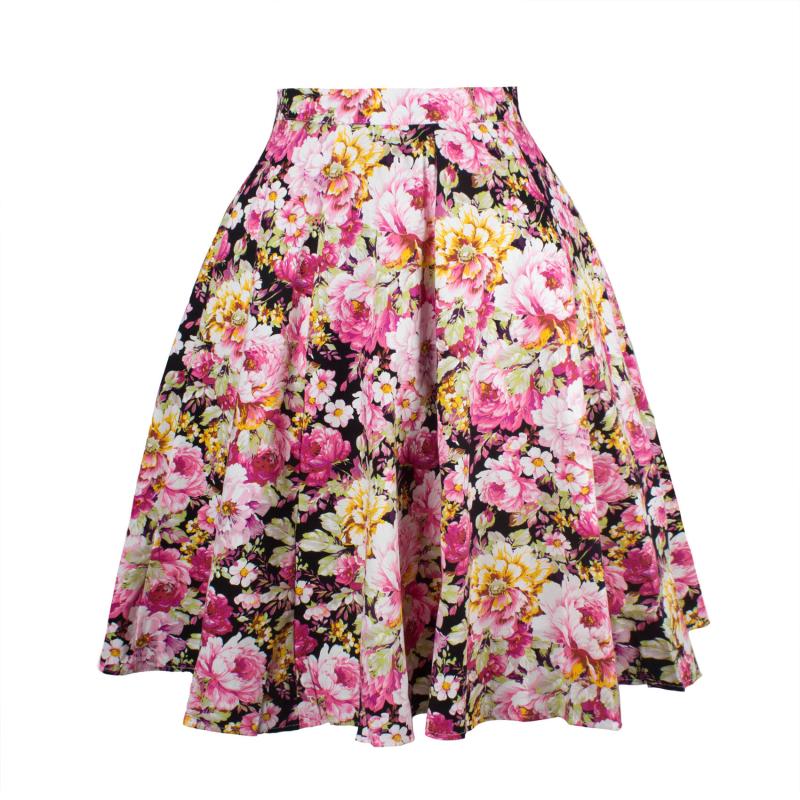 Skirts | Navy Floral Elastic Waist A Richard Badders Tiered Skirt  –  Womens Clothing Navy