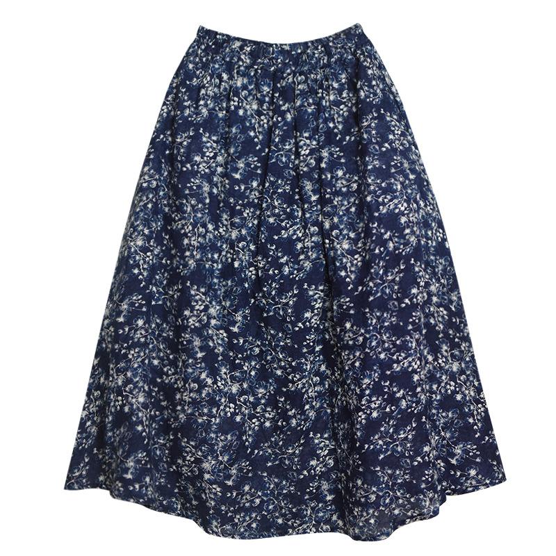 Skirts | Navy Foliage Floral Print Stretch Midi Skirt  –  Womens Clothing Navy