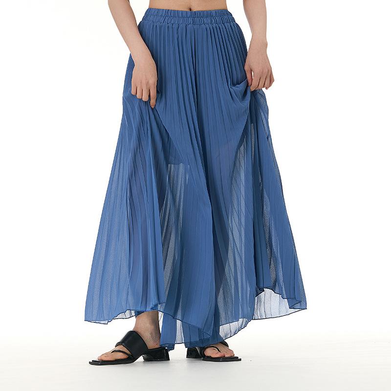 Skirts | Navy Petite Pleated Elastic Waist Maxi Skirt  –  Womens Clothing Navy