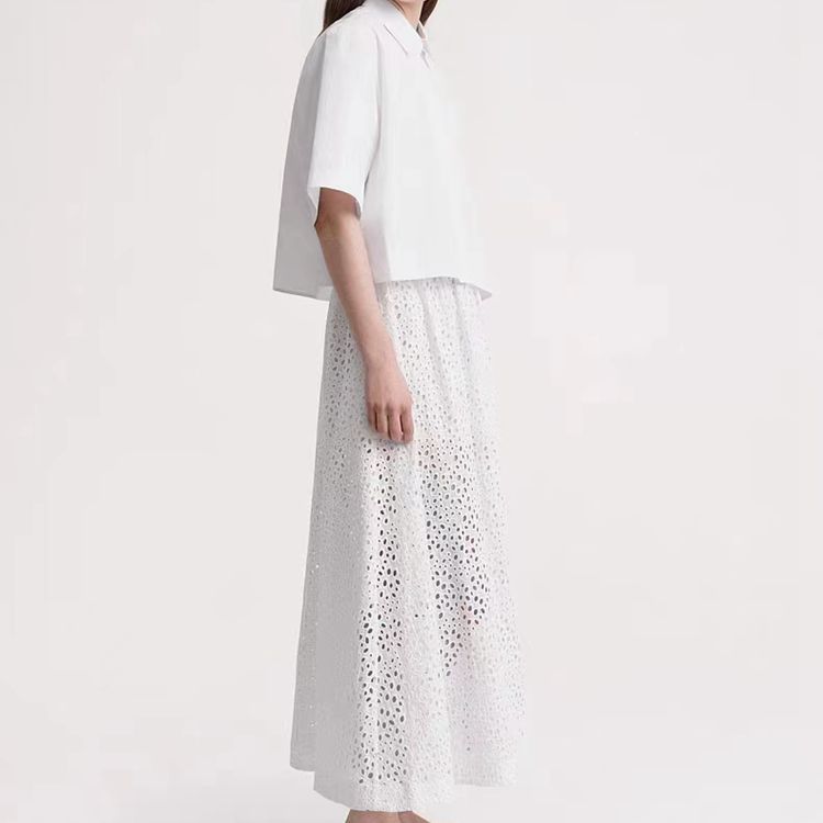 Skirts | White Petite Cotton Broderie A Richard Badders Midi Skirt  –  Womens Clothing Skirts