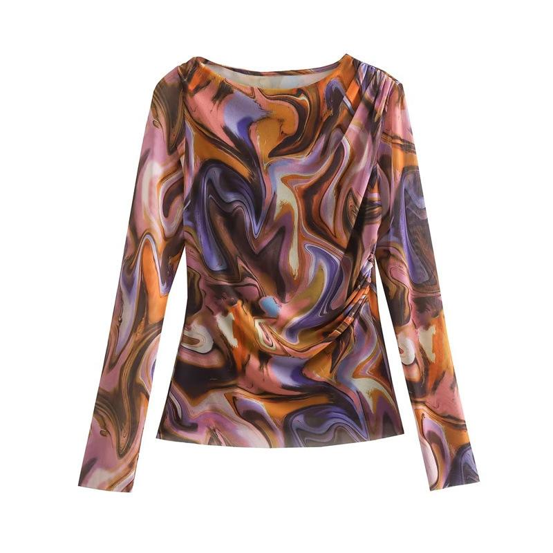 Tops | Black Abstract Swirl Print Overlay Top  –  Womens Clothing Black