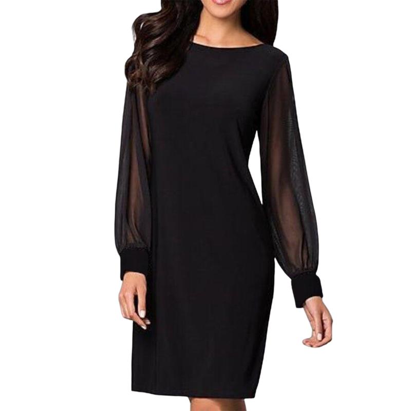 Tops | Black Curve Chiffon Sleeve Stretch Tunic Top  –  Womens Clothing Black