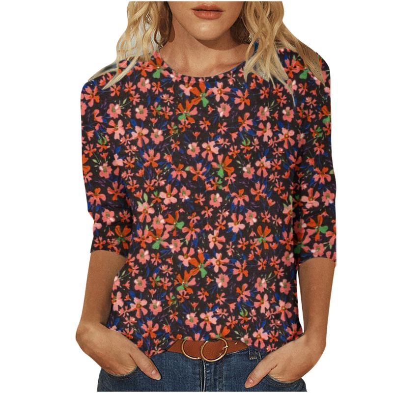 Tops | Black Curve Floral Print Mesh Yoke Top  –  Womens Clothing Black