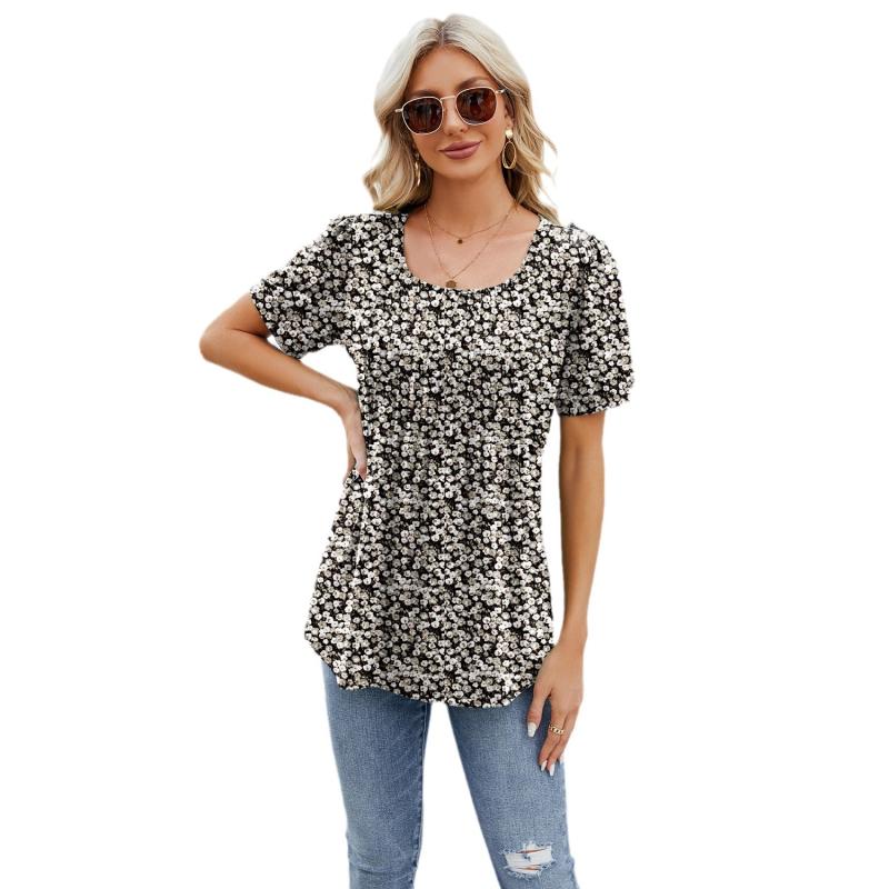 Tops | Black Curve Floral Print Smock Top  –  Womens Clothing Black