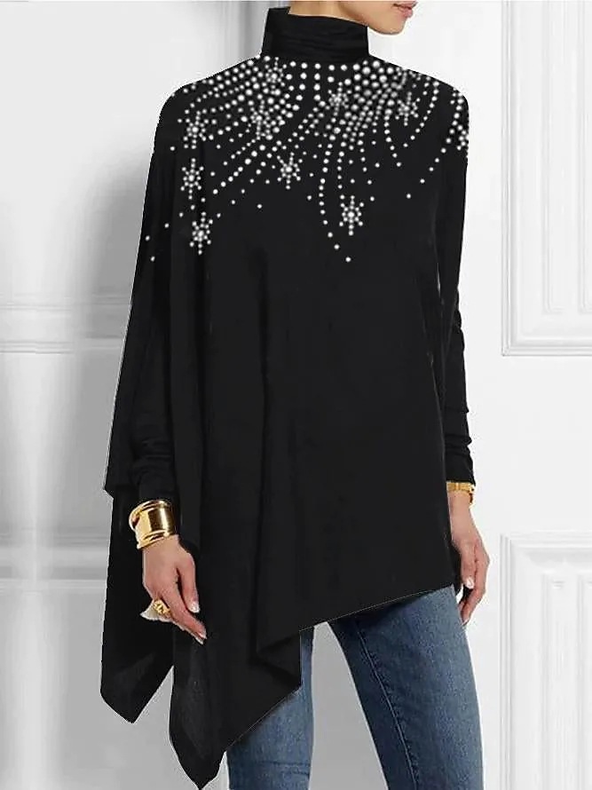 Tops | Black Embellished Blouson Stretch Top  –  Womens Clothing Black