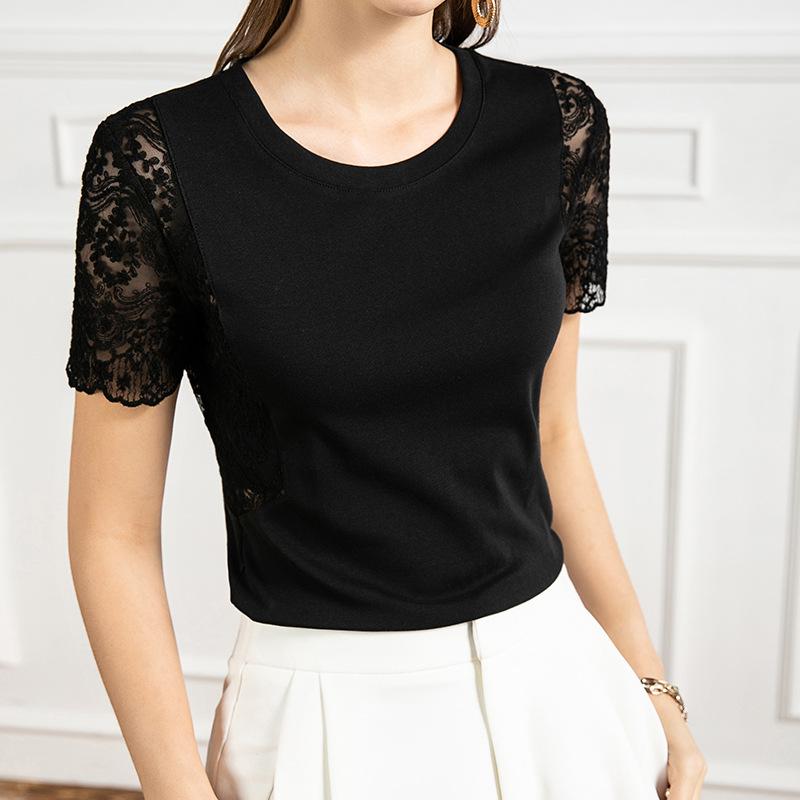 Tops | Black Embroidered Puff Sleeve T-Shirt  –  Womens Clothing Black