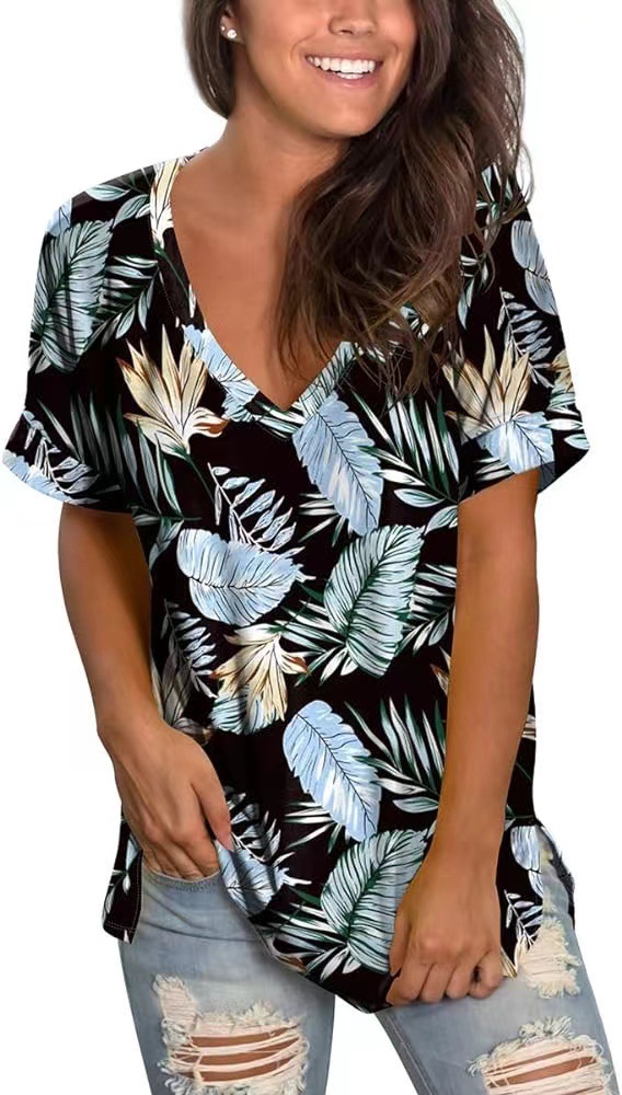 Tops | Black Shirred Bardot Palm Print Top  –  Womens Clothing Black