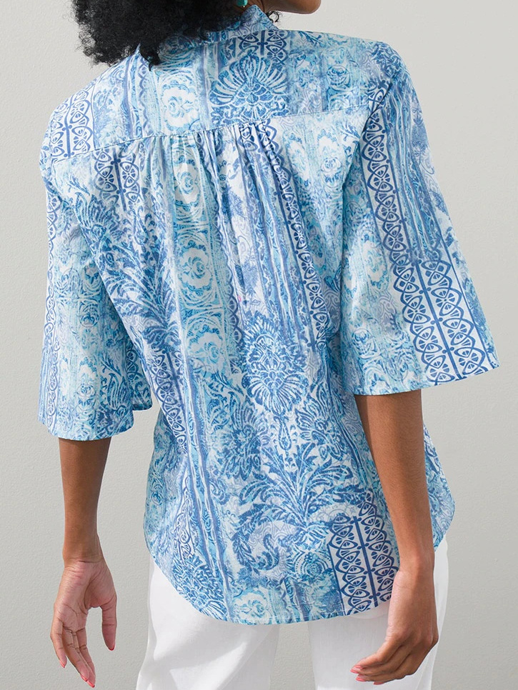 Tops | Blue Curve Paisley Print Tie Detail Tunic Top  –  Womens Clothing Blue