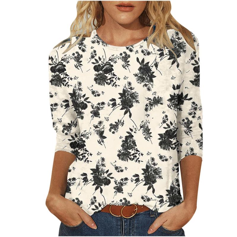 Tops | Blue Floral Print Notch Neck Top  –  Womens Clothing Blue