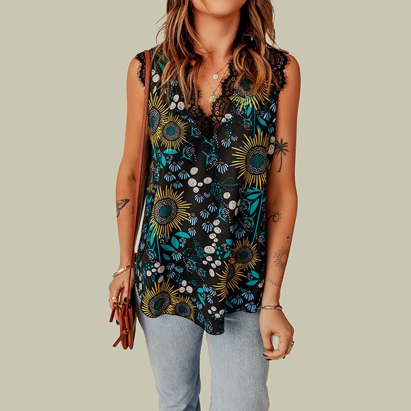 Tops | Blue Petite Floral Print Hanky Hem Top  –  Womens Clothing Blue