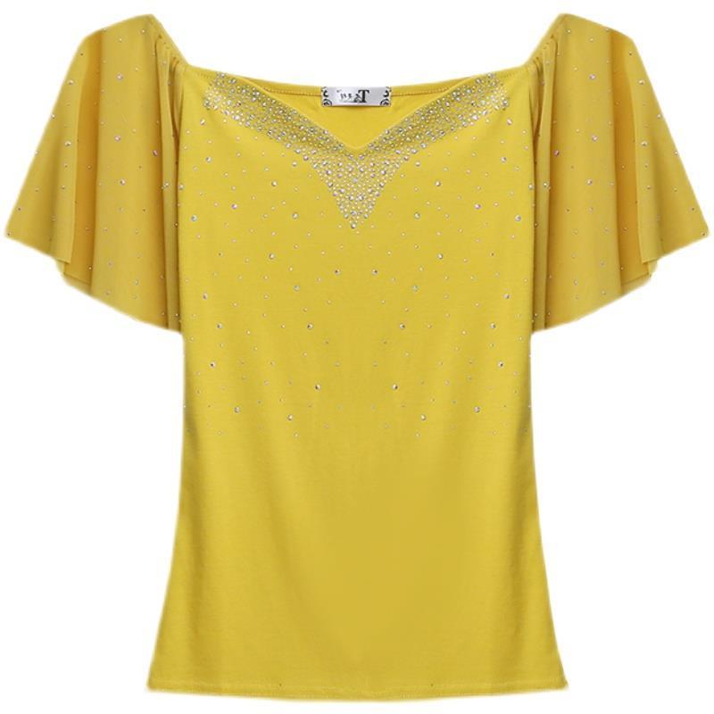 Tops | Blue Petite Sparkle Cold Shoulder Chiffon Top  –  Womens Clothing Blue