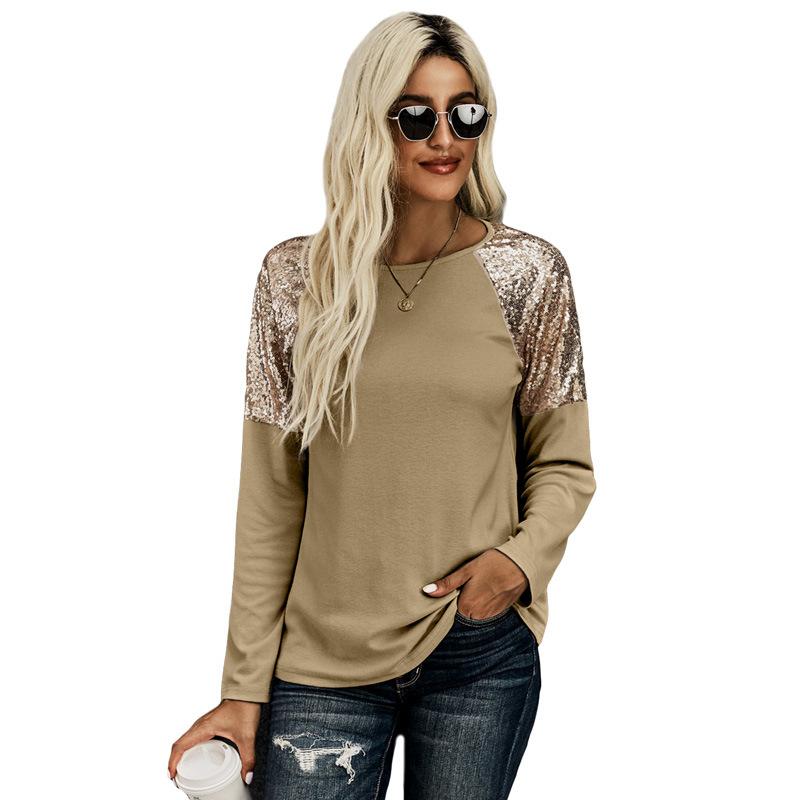 Tops | Bronze Curve Sequin Trim Top  –  Womens Clothing Bronze