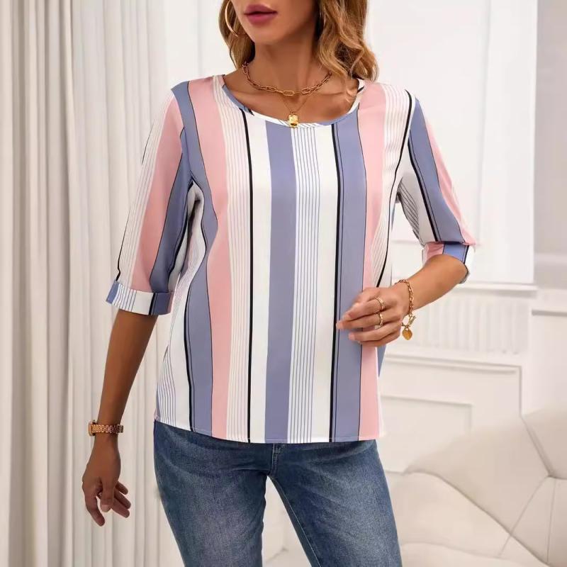 Tops | Coral Petite Pleat Front Stripe Top  –  Womens Clothing CORAL