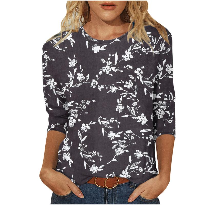 Tops | Dark Grey Floral Textured Print Stretch Blouse  –  Womens Clothing Dark Grey