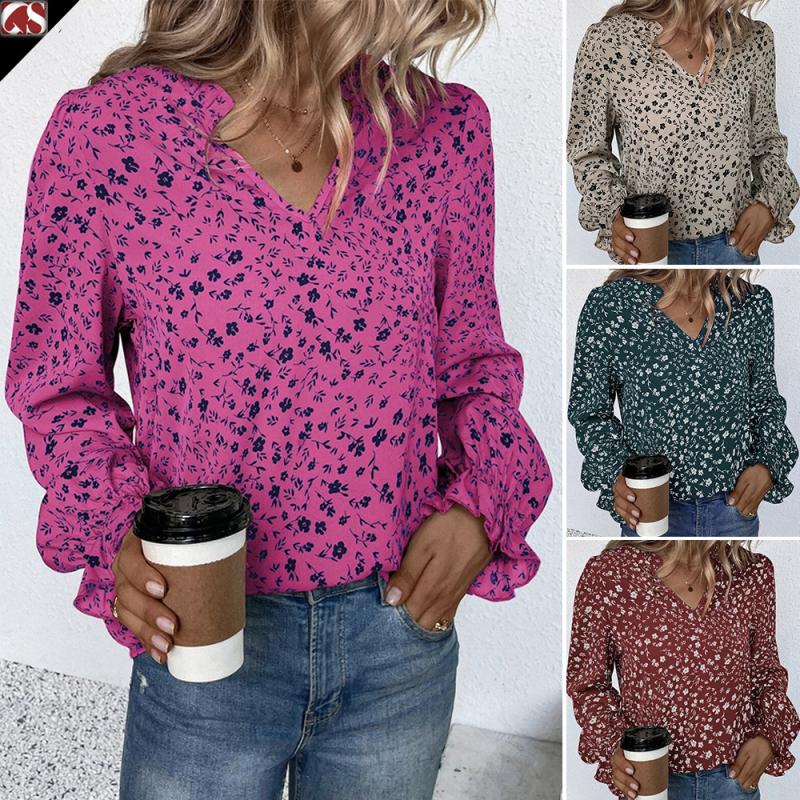 Tops | Fuchsia Ditsy Floral Notch Neck Stretch Top  –  Womens Clothing Fuchsia