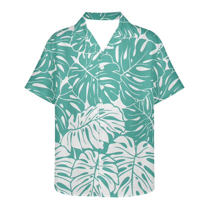 Tops | Green Tropical Print V-Neck Ladder Lace Overshirt  –  Womens Clothing Green