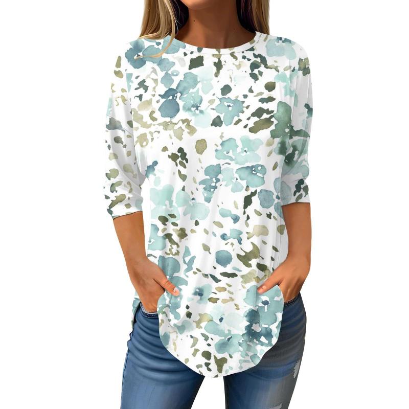 Tops | Grey Floral Print Pocket Detail Tunic Stretch Top  –  Womens Clothing Grey