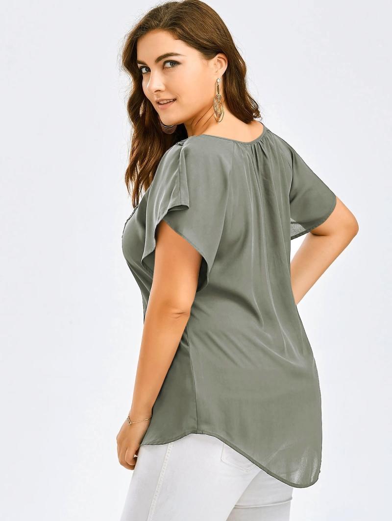 Tops | Jade Chiffon Jersey Blouson Top With Necklace  –  Womens Clothing Jade