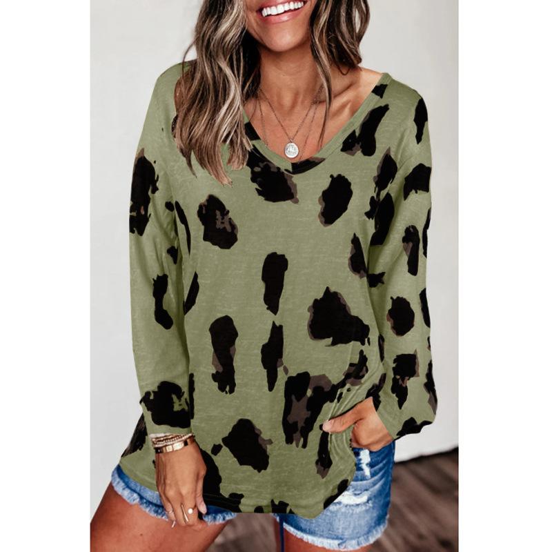 Tops | Khaki Brush Print Hanky Hem Top  –  Womens Clothing KHAKI