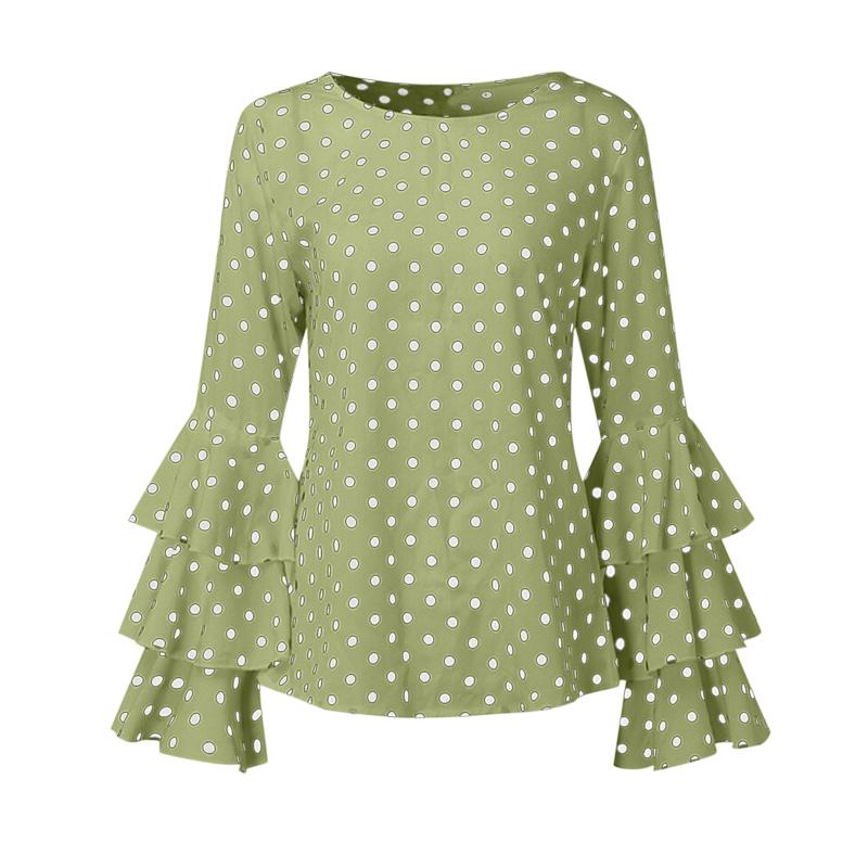 Tops | Khaki Foil Spot Print Ruffle Top  –  Womens Clothing KHAKI