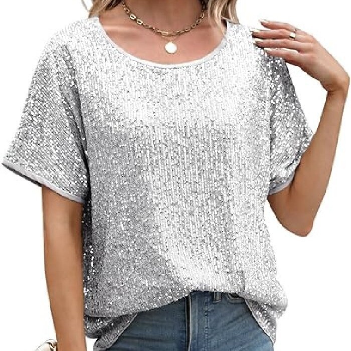 Tops | Light Blue Shimmer Front Chiffon Hem Top  –  Womens Clothing Light Blue