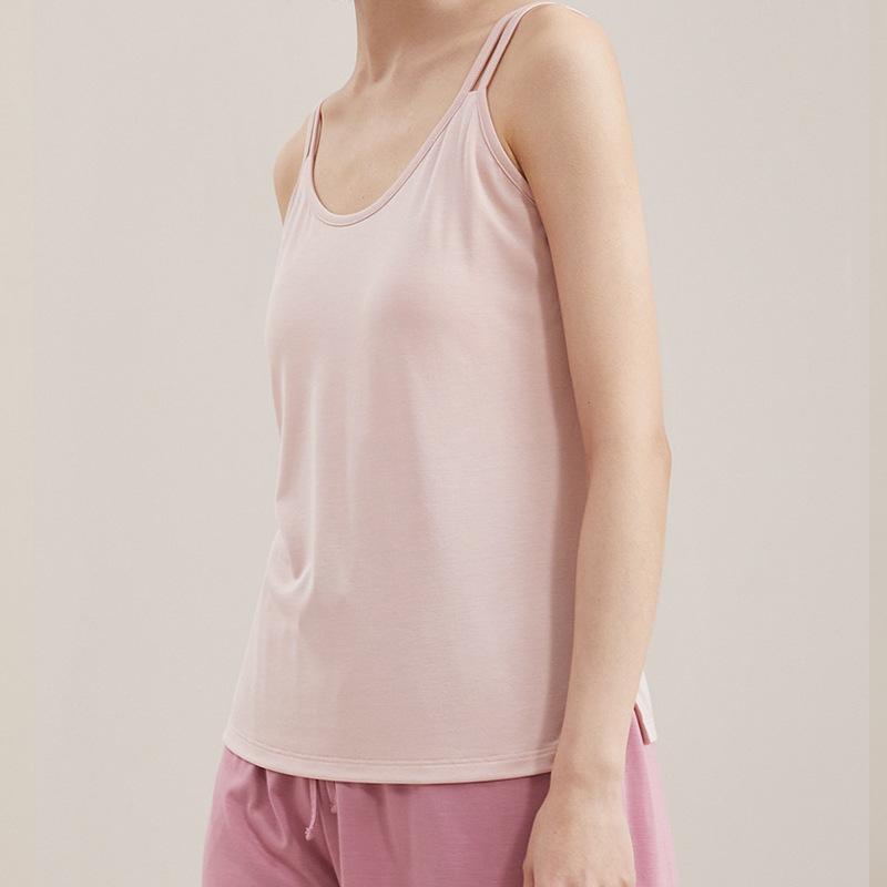 Tops | Light Pink Plain Double Strap V-Neck Stretch Vest Top  –  Womens Clothing Light Pink