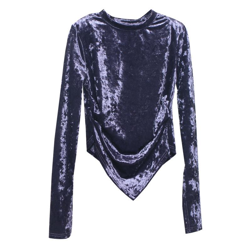 Tops | Midnight Blue Velvet Cowl Neck Stretch Top  –  Womens Clothing Midnight Blue