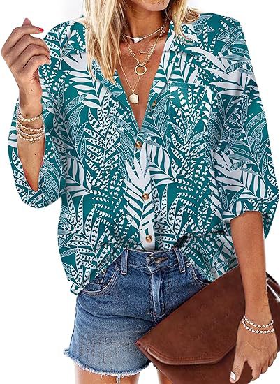 Tops | Navy Curve Tropical Border Print Blouse  –  Womens Clothing Navy