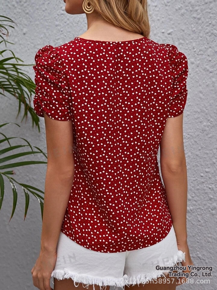 Tops | Navy Ditsy Spot Print Peplum Top  –  Womens Clothing Navy