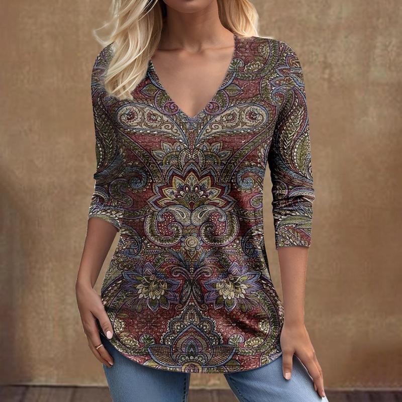 Tops | Navy Paisley Print Chiffon Hem Top  –  Womens Clothing Navy