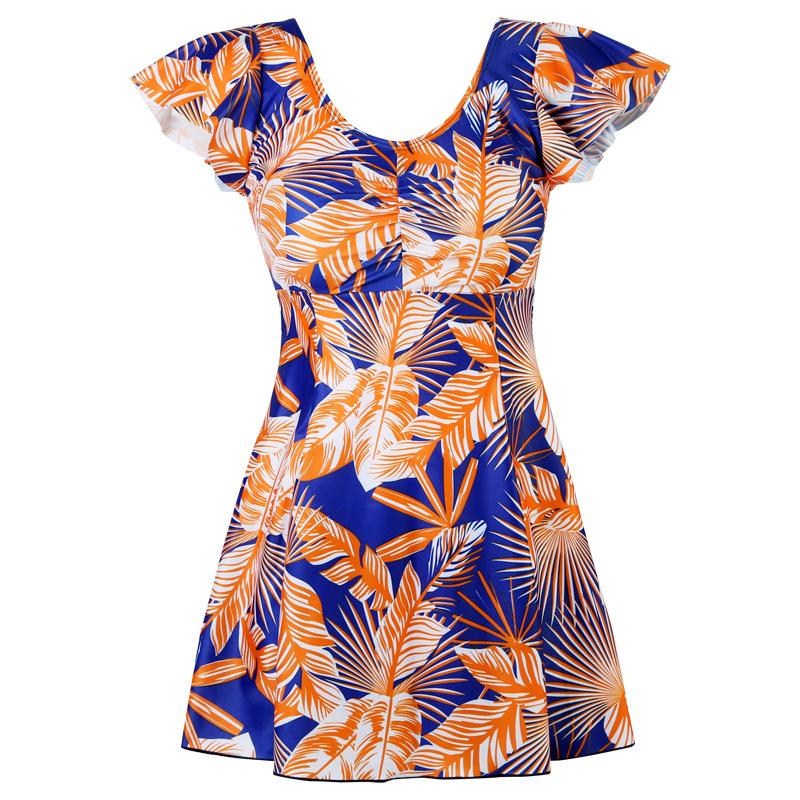 Tops | Orange Tropical Print V-Neck Stretch Vest  –  Womens Clothing ORANGE