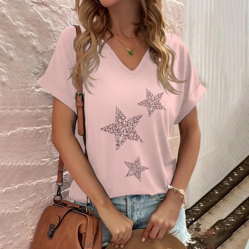 Tops | Pink Sequin Star Print Tunic Top  –  Womens Clothing PINK