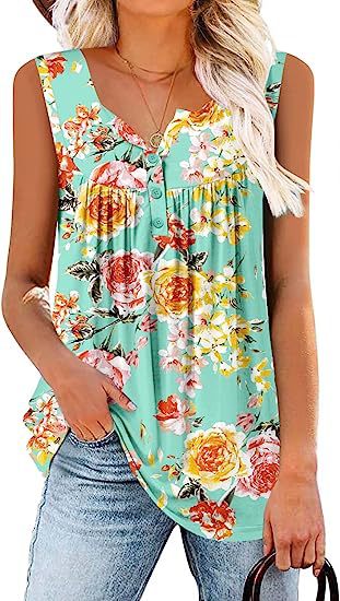 Tops | Pink Sleeveless V-Neck Floral Print Vest  –  Womens Clothing PINK