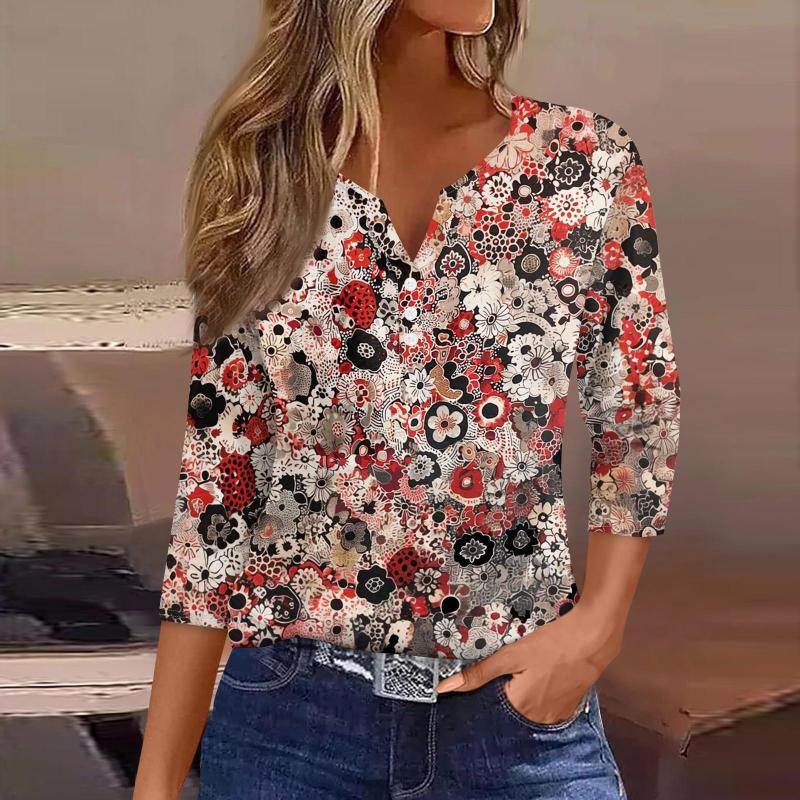 Tops | Red Textured Ditsy Floral Stretch Top  –  Womens Clothing Red