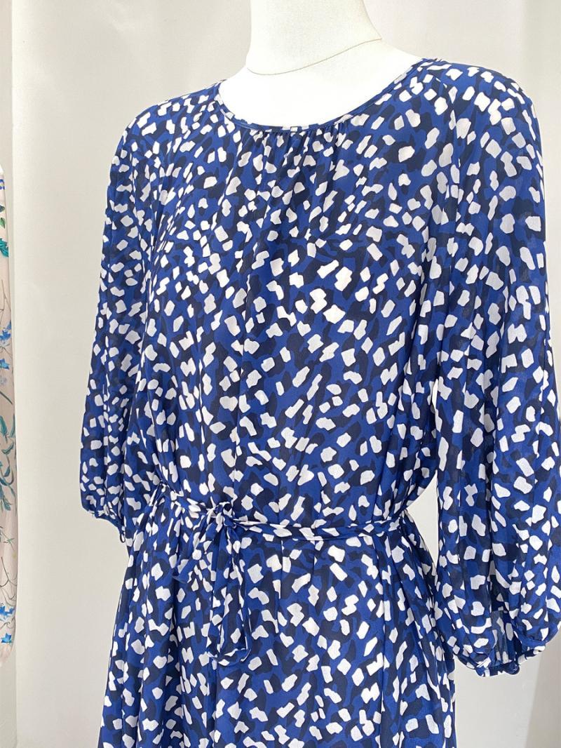 Tops | Royal Blue Abstract Spot Keyhole Detail Blouson Top  –  Womens Clothing Royal Blue