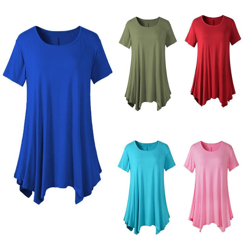 Tops | Royal Blue Chiffon Dipped Hem Asymmetric Tunic Top  –  Womens Clothing Royal Blue