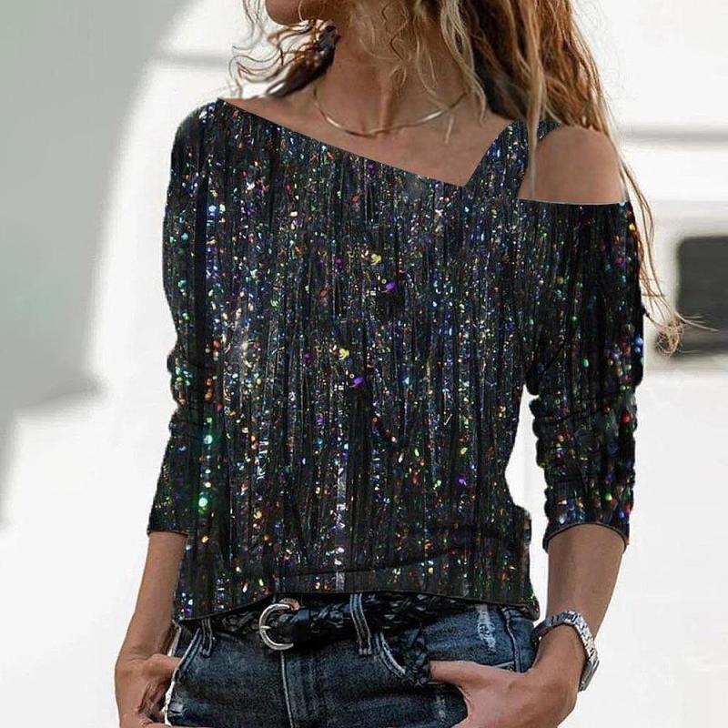 Tops | Silver Sequin Detail Bardot Top  –  Womens Clothing Silver