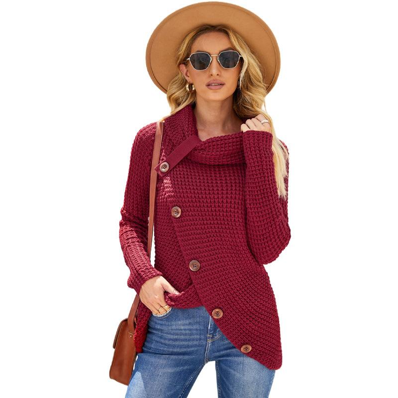 Tops | Wine Curve Cowl Neck Button Wrap Top  –  Womens Clothing Tops