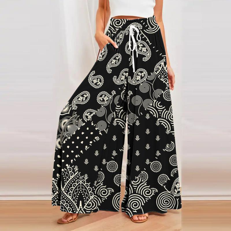 Trousers | Black Paisley Print Textured Jersey Trousers  –  Womens Clothing Black