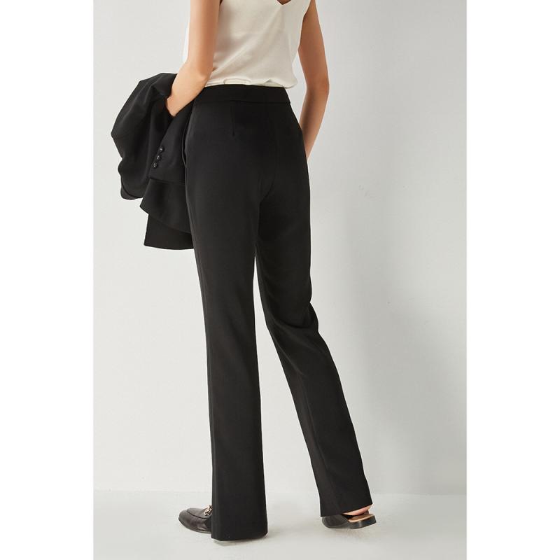 Trousers | Black Petite Straight Leg Ponte Stretch Trouser  –  Womens Clothing Black