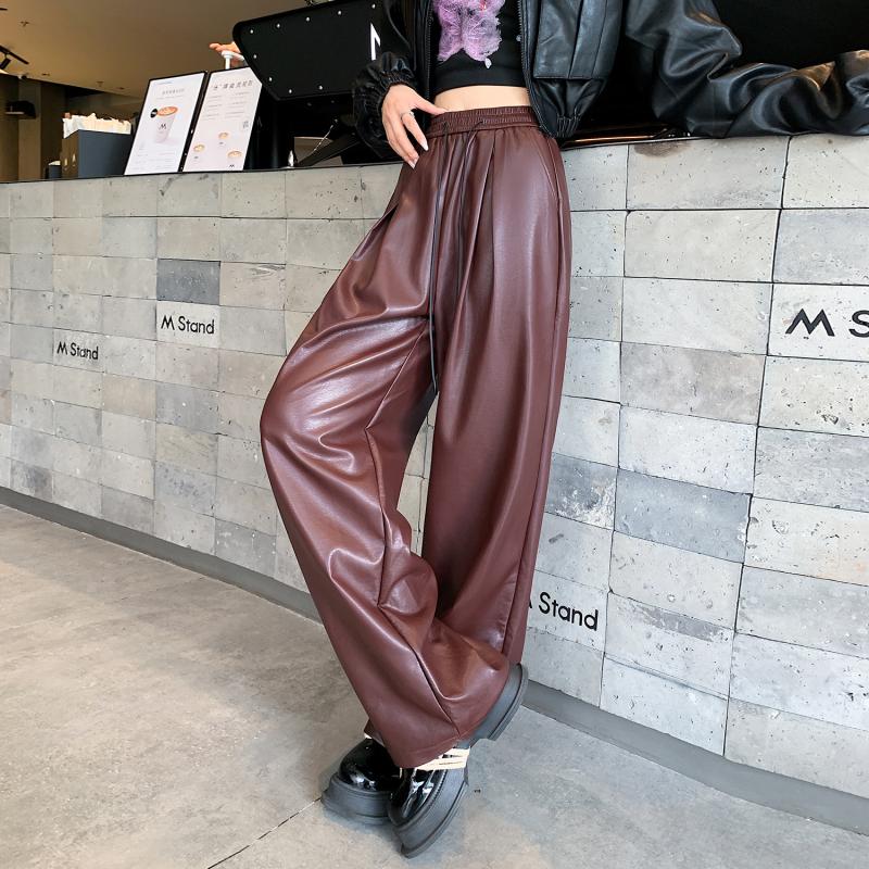 Trousers | Bronze Coated Stretch Waist Wide Leg Jeans  –  Womens Clothing Bronze